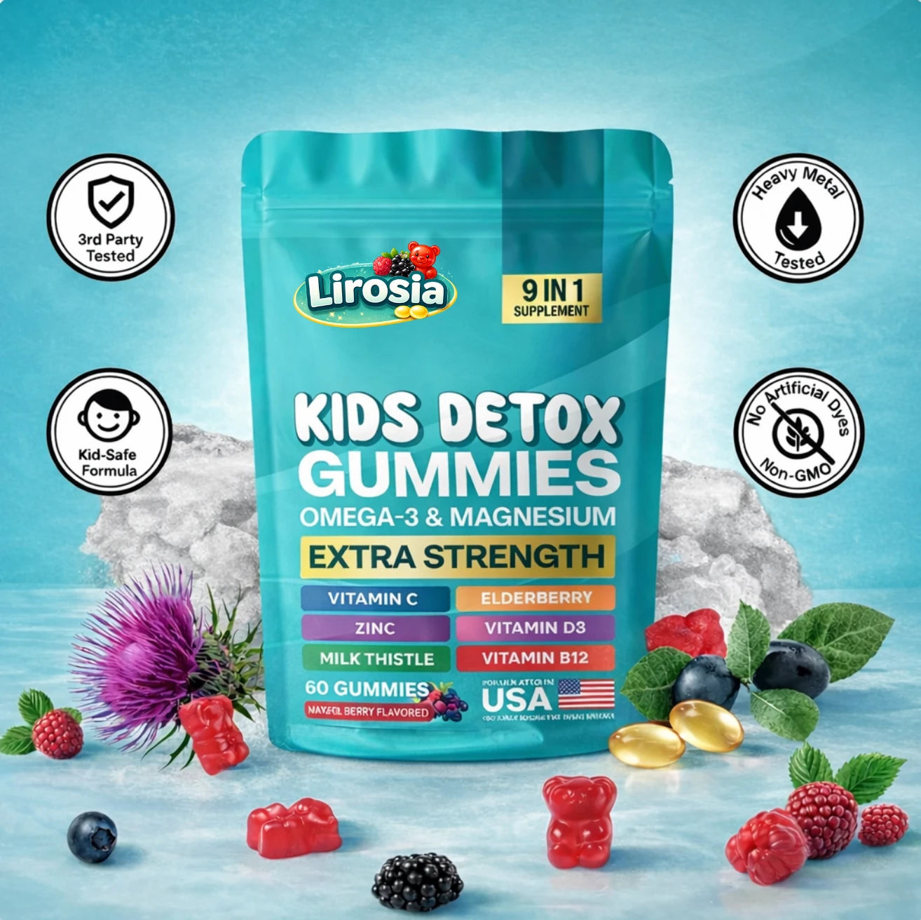 Lirosia - Gomitas desintoxicantes y multivitamínicas para niños