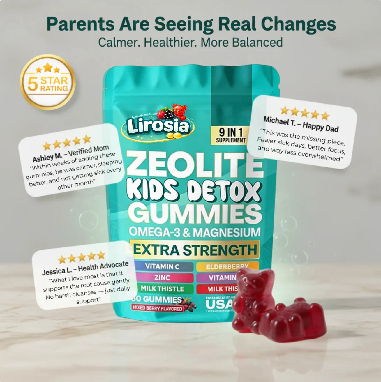 Lirosia - Gomitas desintoxicantes y multivitamínicas para niños