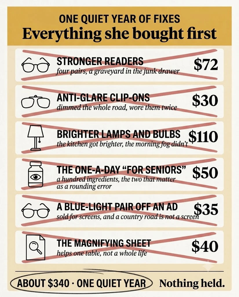 The things Diane bought and quietly gave up on over a year, itemised with prices, each one crossed out